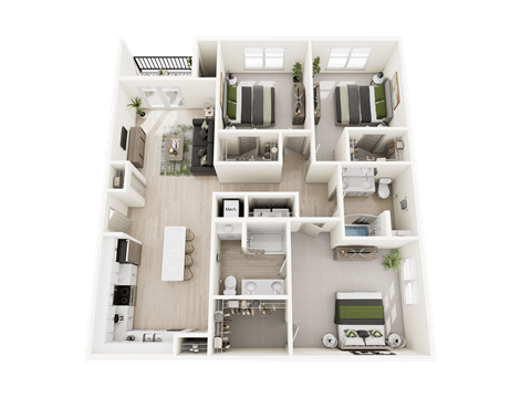 Floor plan for 3 beds, 2 baths, 1525 sqft